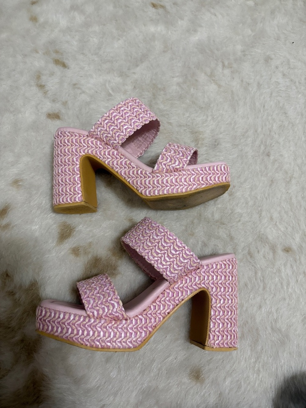 Beach Pink Woven Double-Band Slide Mules - Picture 6 of 7
